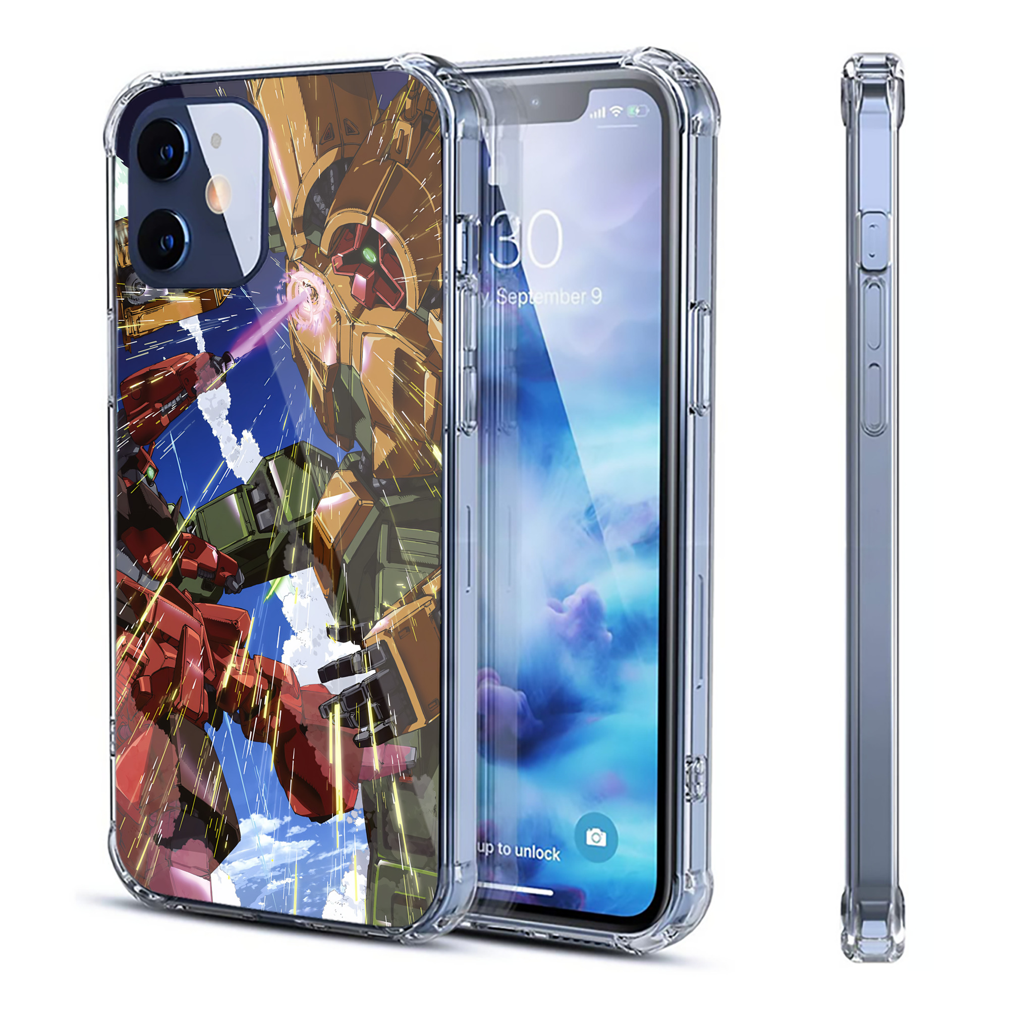 （画像用） 機動戦士ガンダム Mobile Suit Gundam 【iPhone 12シリーズ対応】透明スマホケース（クリアソフトケース）